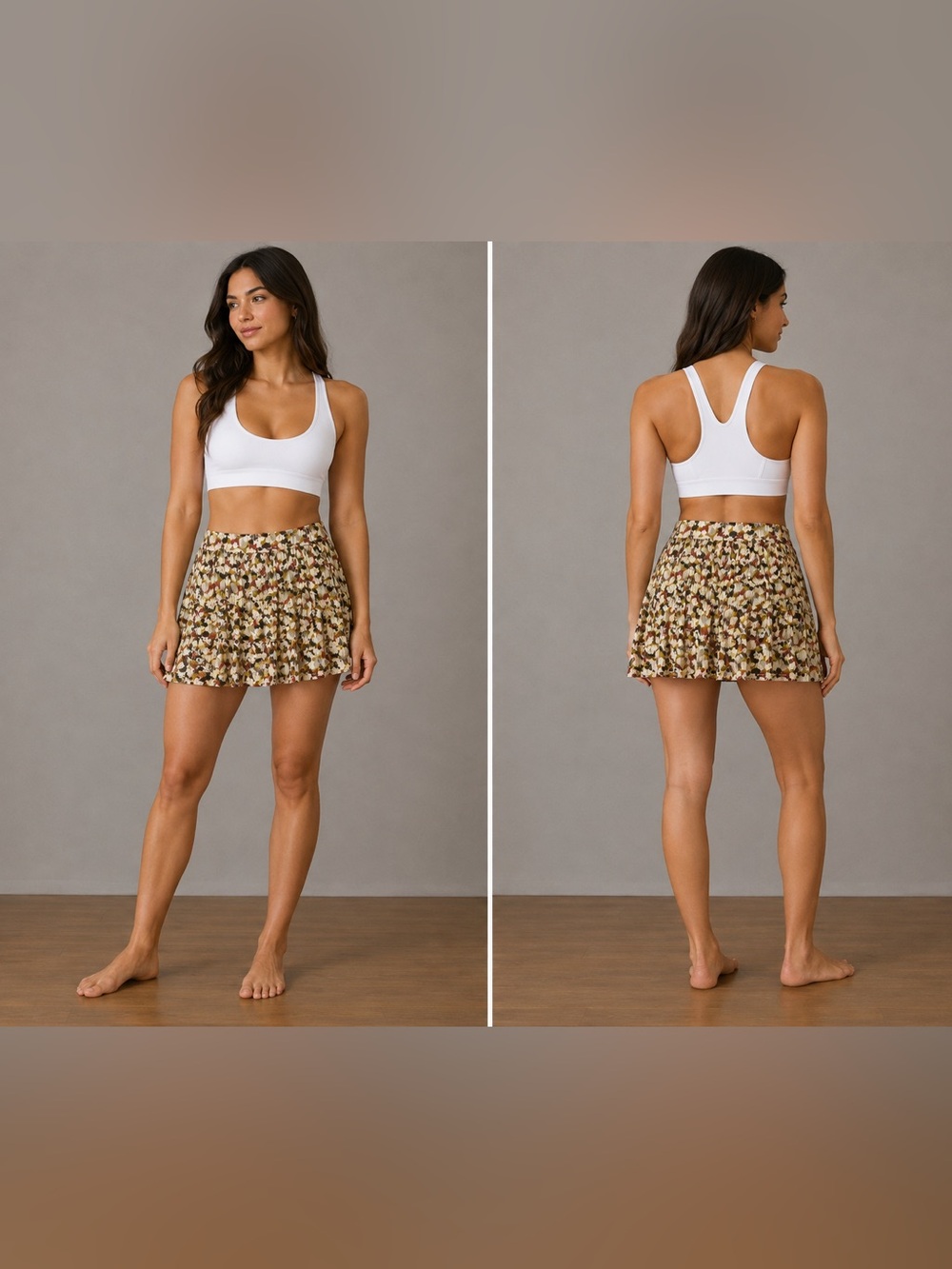 Paul & Joe Mini Skirt in Cream, Brown & Olive Print